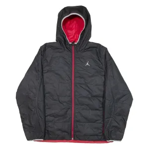 AIR JORDAN Reversible Lightweight Insulated Mens Puffer Jacket Black Hooded XL