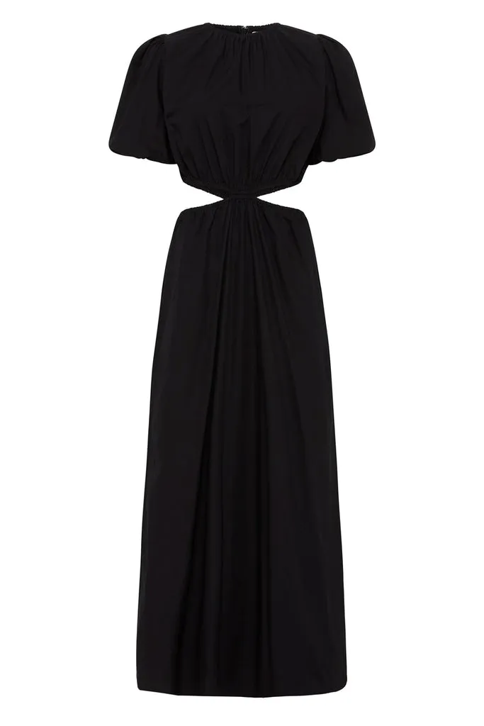 Alessandra Midi Dress (Plain Black)