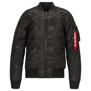 Alpha Industries Men's Black Camo MA-1 Reversable Down Flight Jacquard Jacket