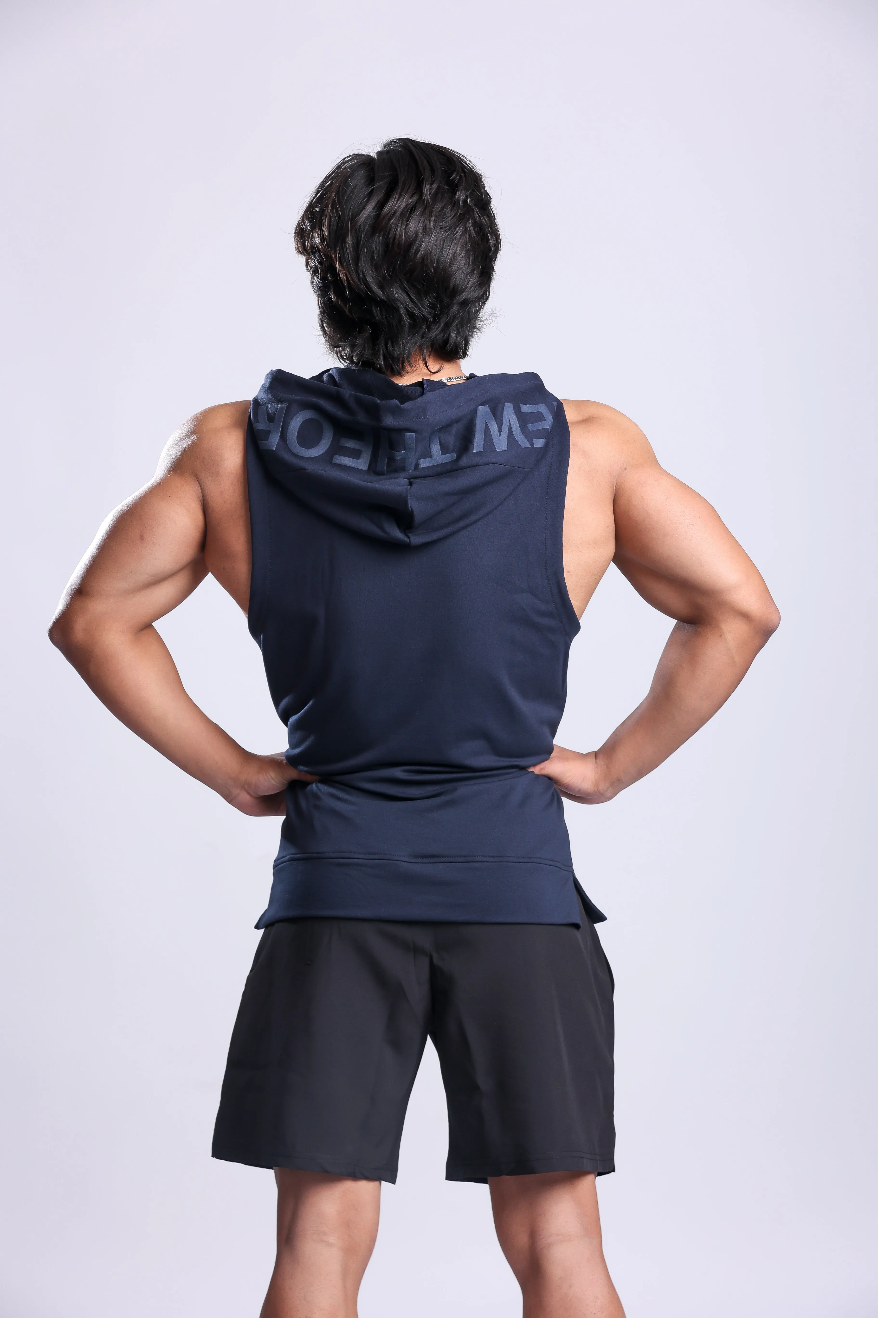 Athletic Training Sleeveless Hoodie- Navy