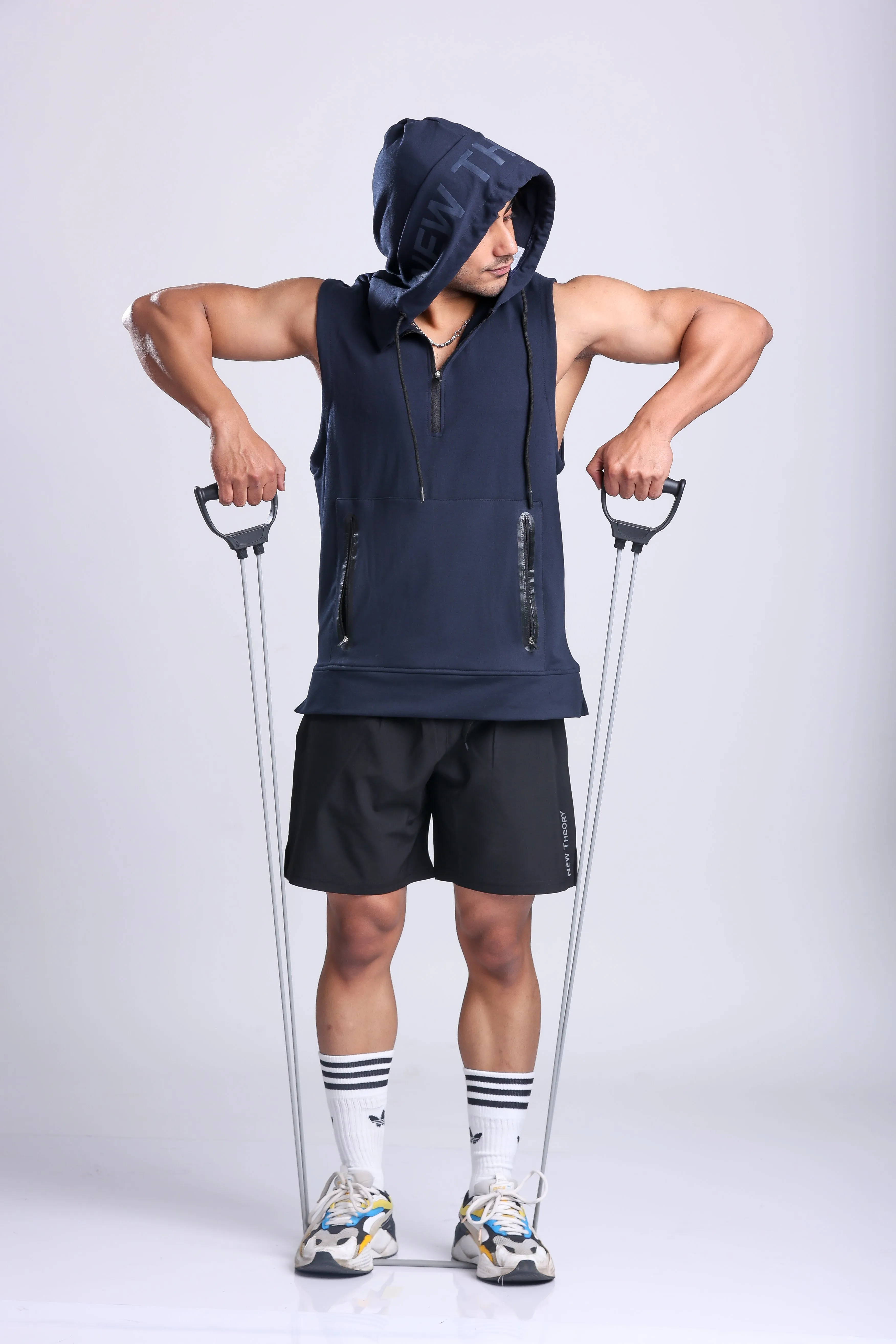 Athletic Training Sleeveless Hoodie- Navy