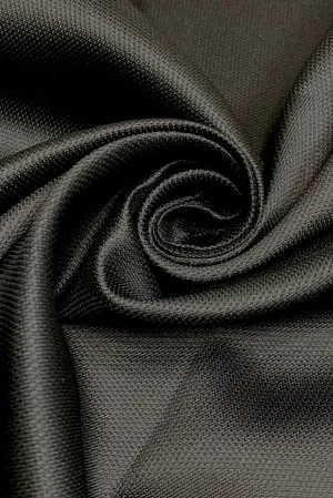 Black Italian Silk Blend Mikado Pique Fabric