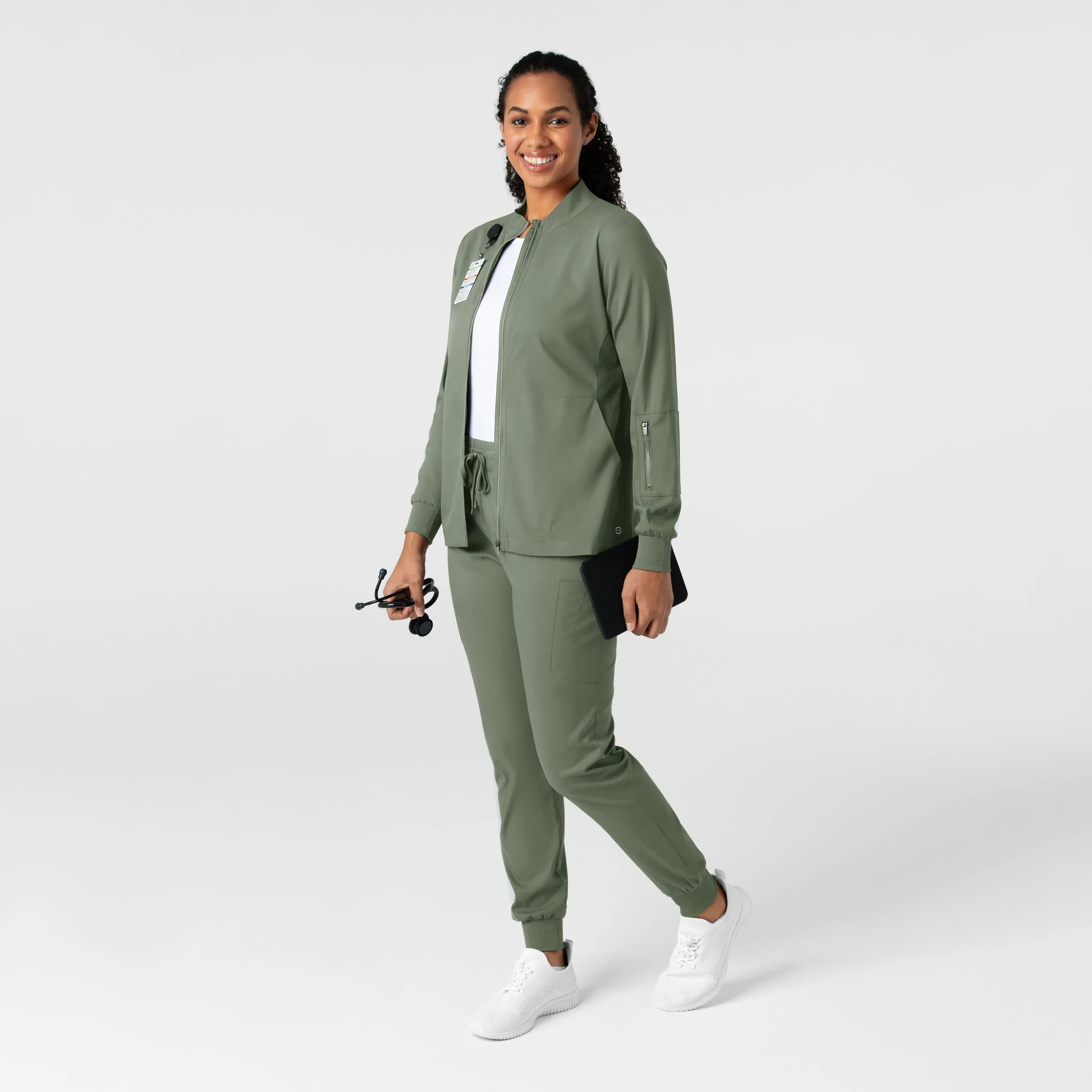 Boundless Women's Warm Up Scrub Jacket - Sage