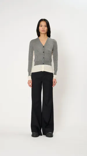 Cashmere Bicolor Cardigan in Grey and Ivory