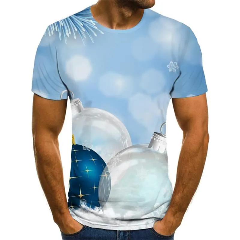 Christmas T shirts Men Snowflake Tshirt Printed Party T-shirts 3d New Year T shirts Funny