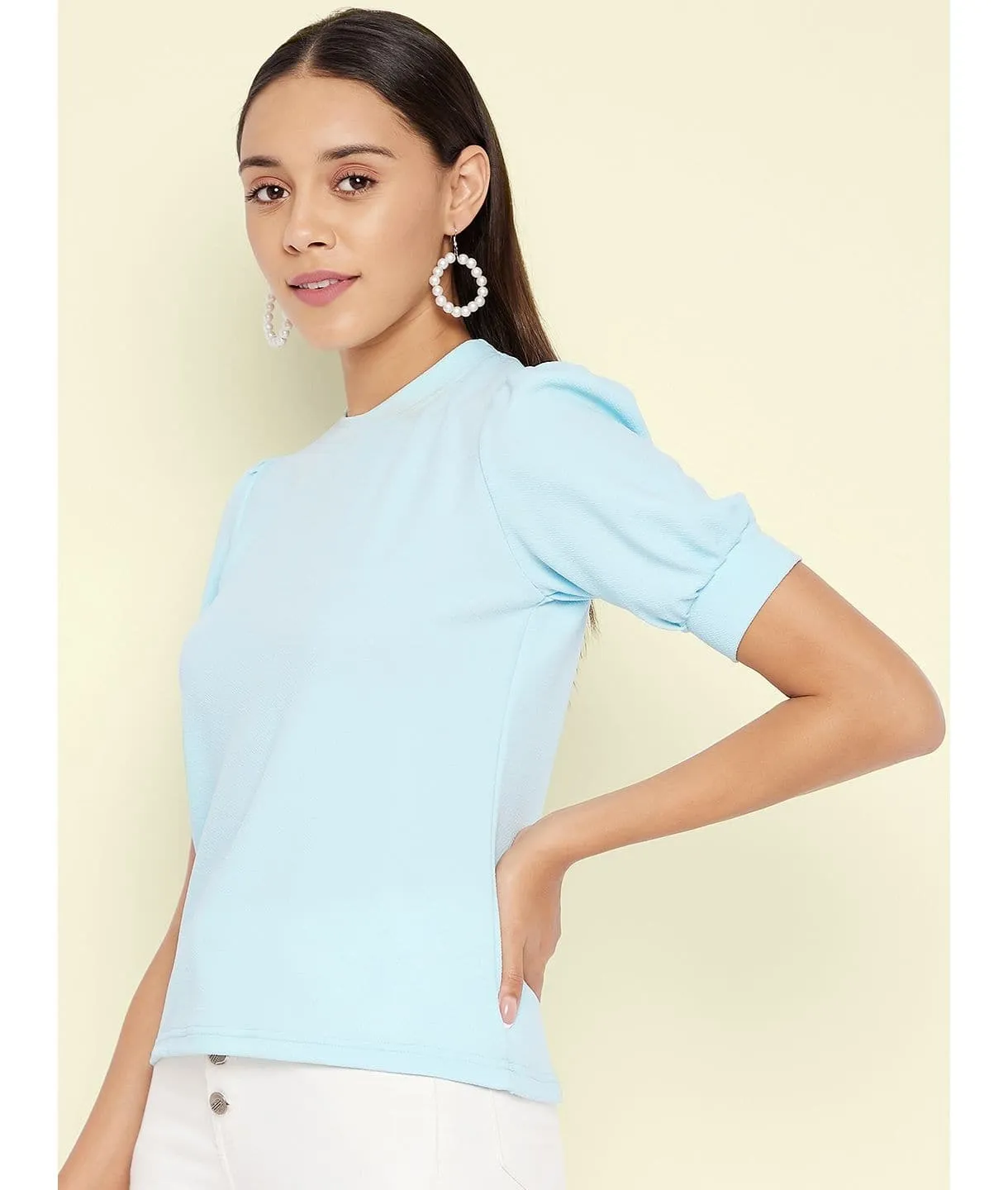 Cotton Stretchable High Neck Top