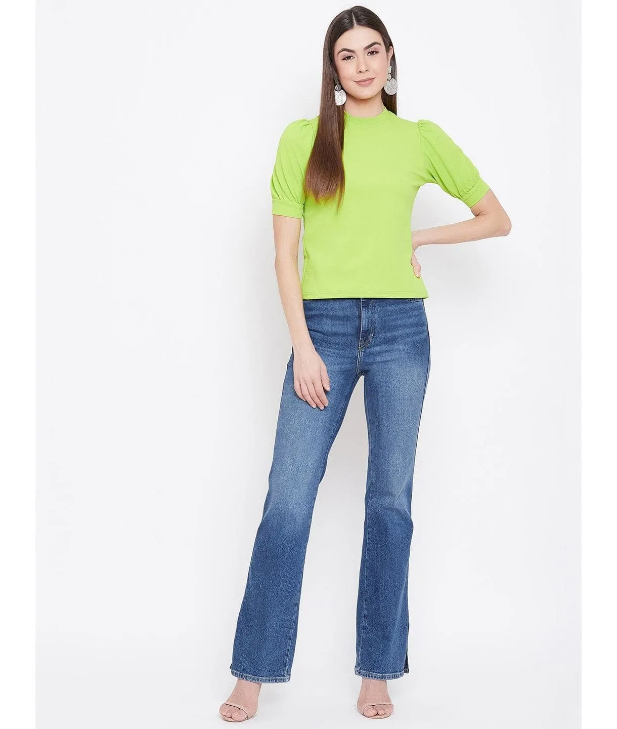 Cotton Stretchable High Neck Top