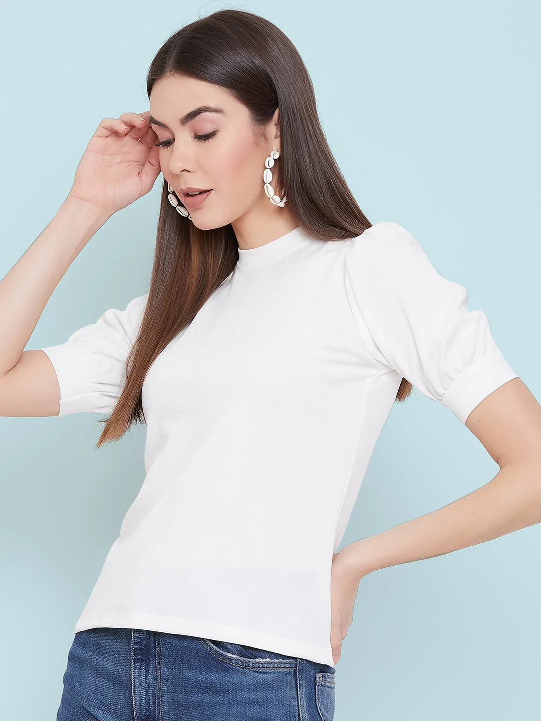 Cotton Stretchable High Neck Top