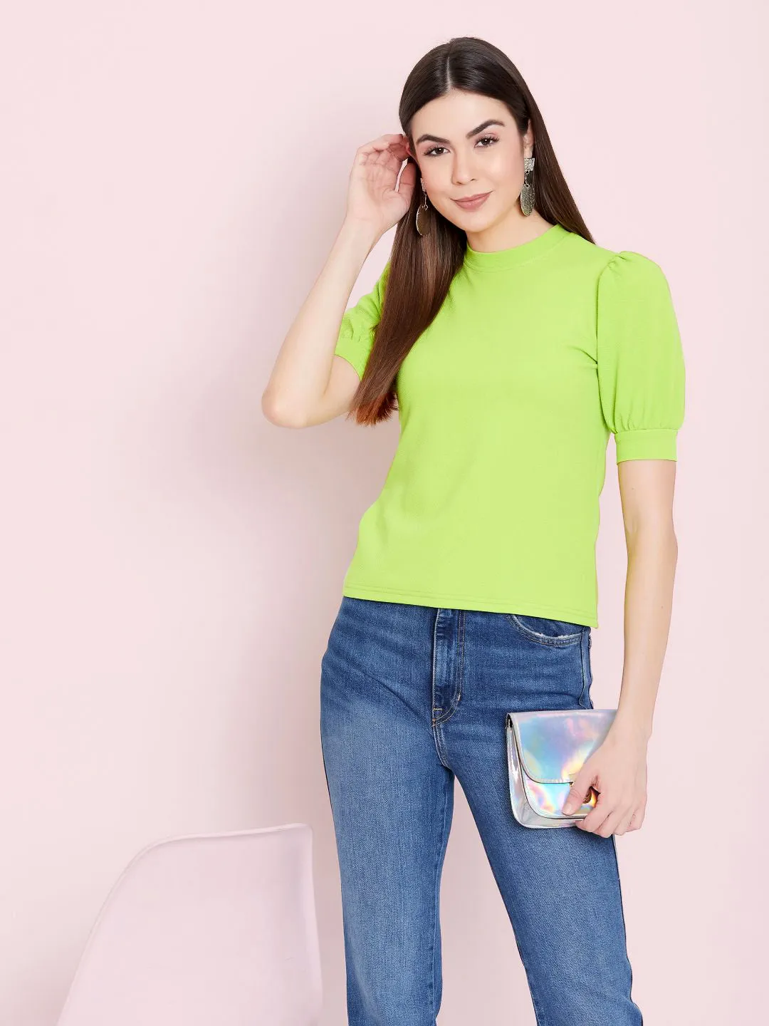 Cotton Stretchable High Neck Top