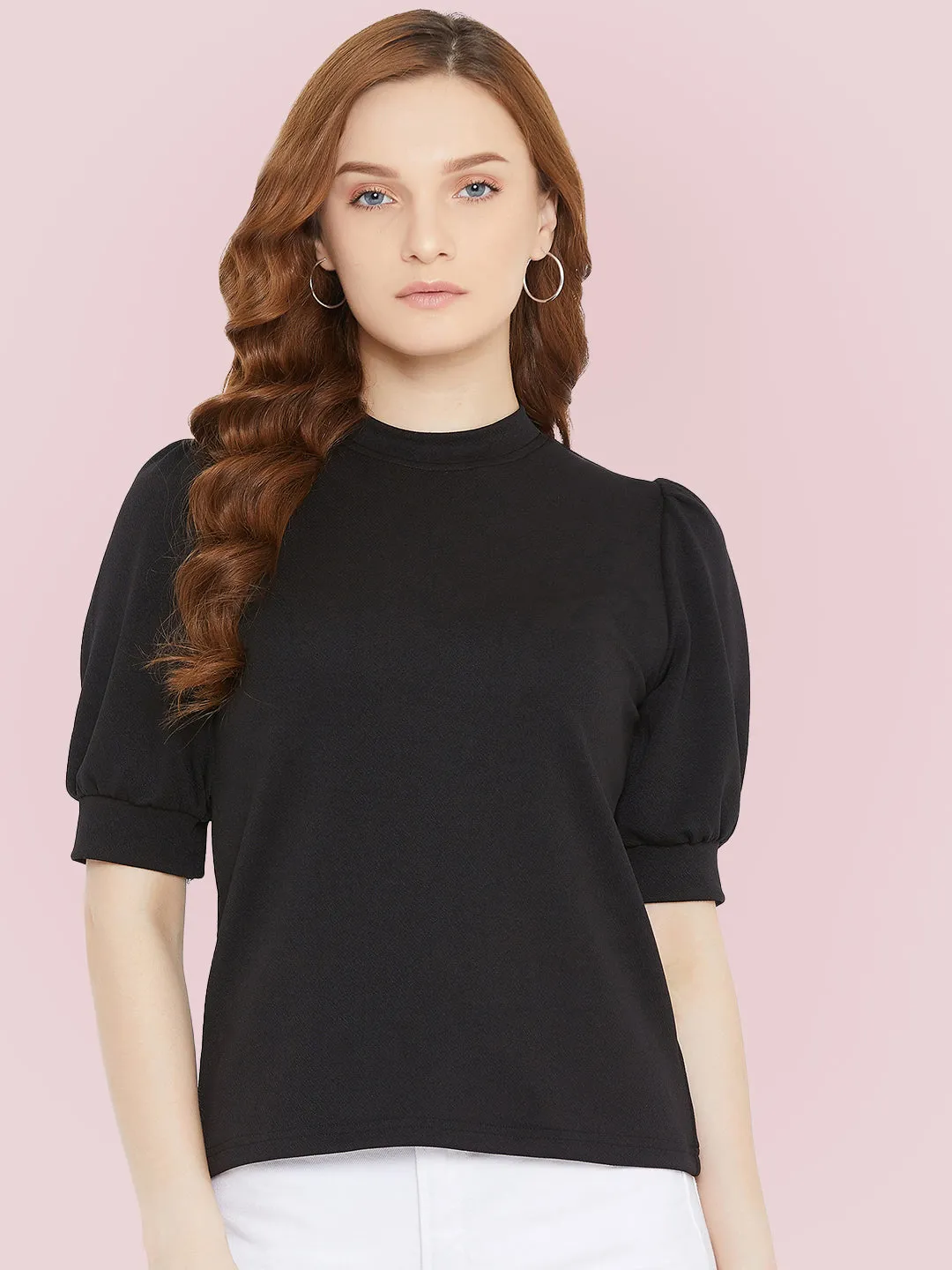 Cotton Stretchable High Neck Top