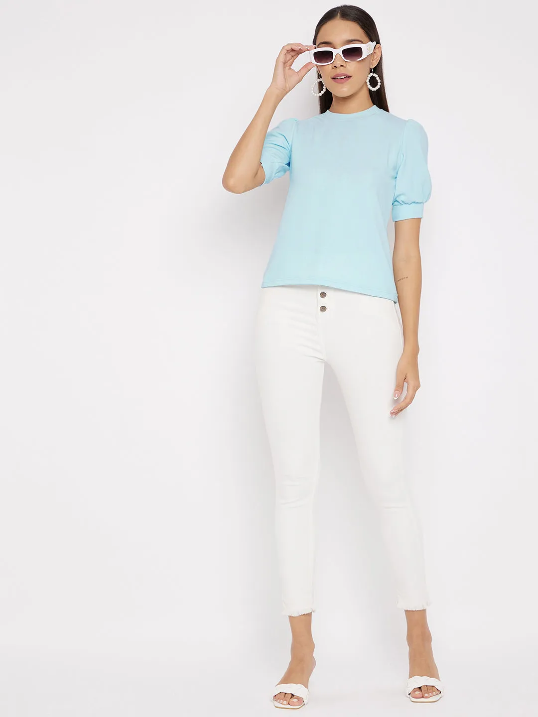 Cotton Stretchable High Neck Top