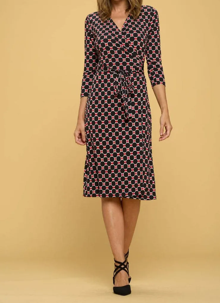 Effortless and Chic, V Neck Midi Length Women's Wrap Dress