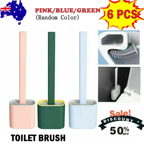 Flexible Silicone Toilet Brush Set, Non-Rusting, Ventilated Base