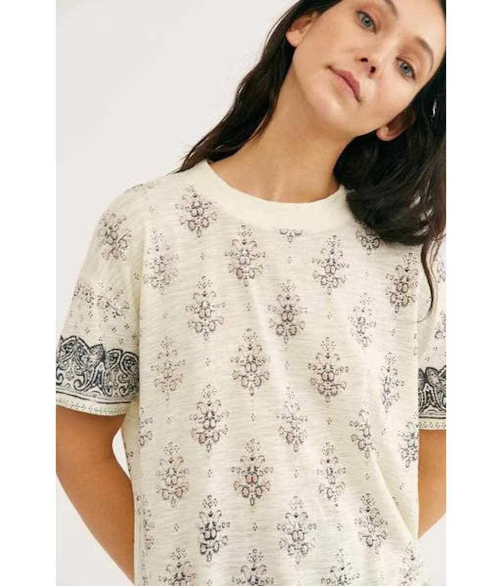 Free People Ivory Relaxed Tee