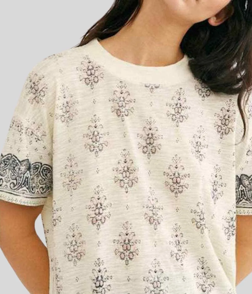 Free People Ivory Relaxed Tee