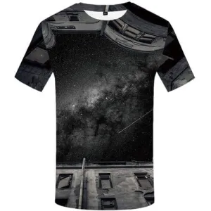 Galaxy Space T shirts Men Refraction T shirts Funny Black Tshirt Anime Nebula Tshirts Novelty Gothic T-shirts Graphic