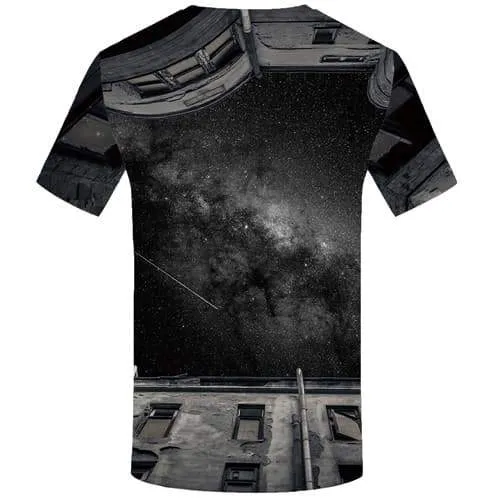 Galaxy Space T shirts Men Refraction T shirts Funny Black Tshirt Anime Nebula Tshirts Novelty Gothic T-shirts Graphic