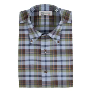 Green Herringbone Check Flannel Long Sleeve Shirt