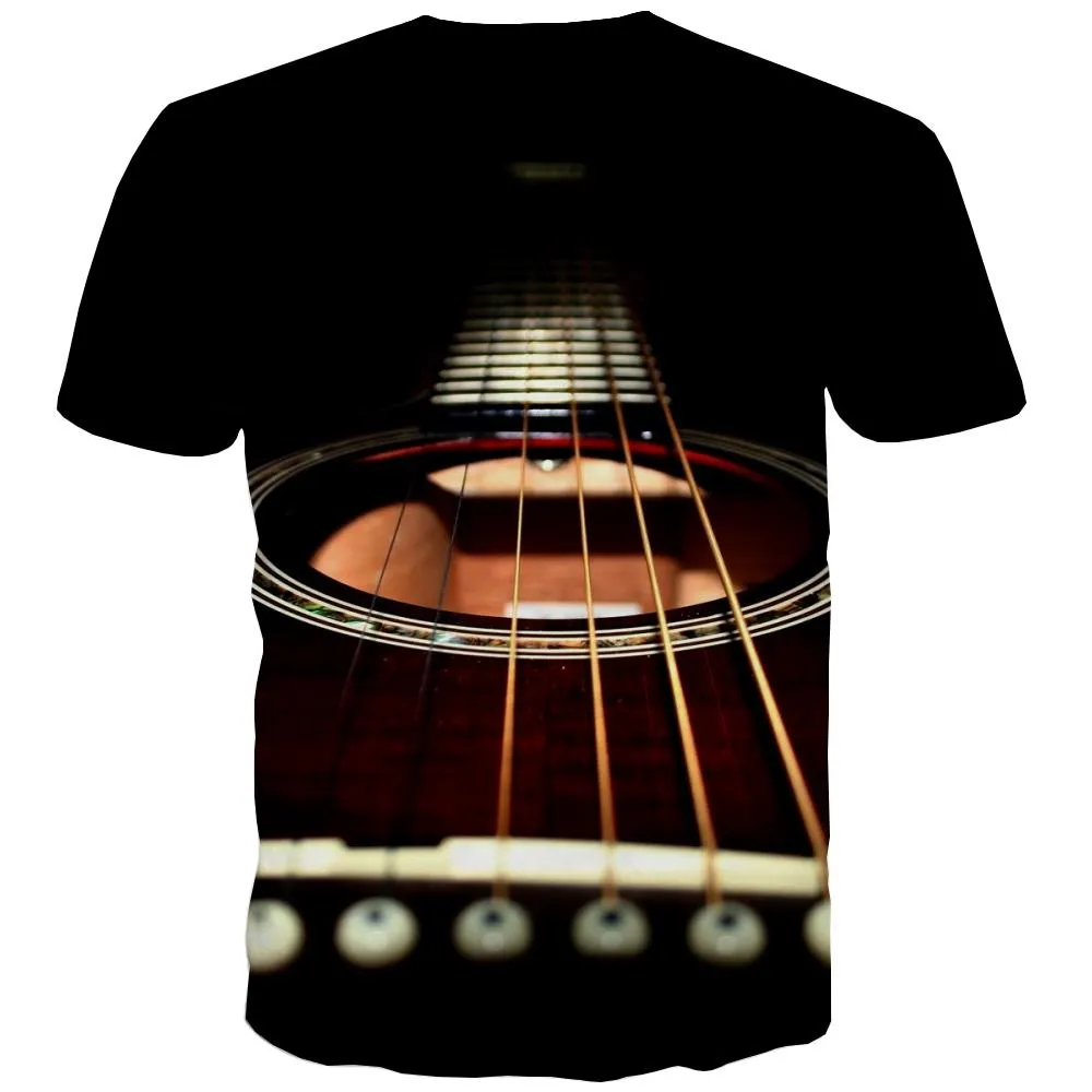 Guitar T shirts Men Music T-shirts Graphic Wooden Tshirts Casual Metal Tshirts Cool