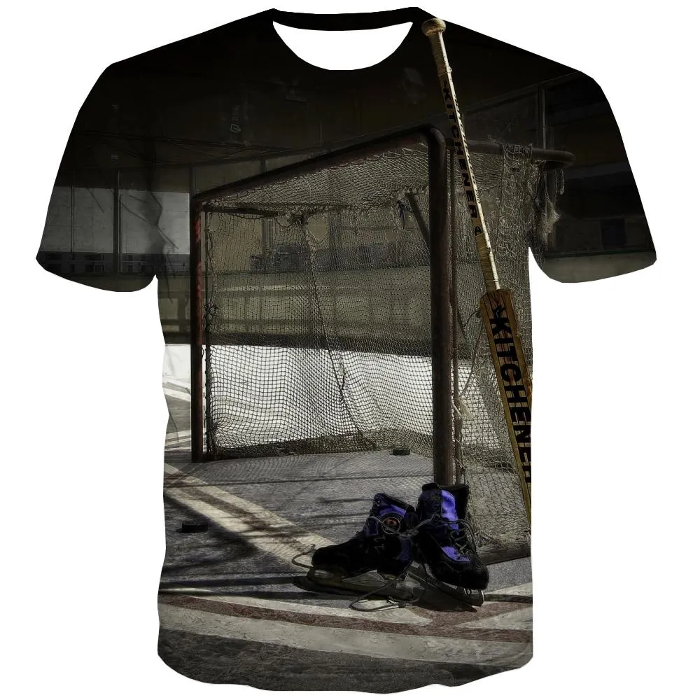 Hockey T shirts Men Ice T shirts Funny Game Tshirts Novelty Movement Tshirts Cool