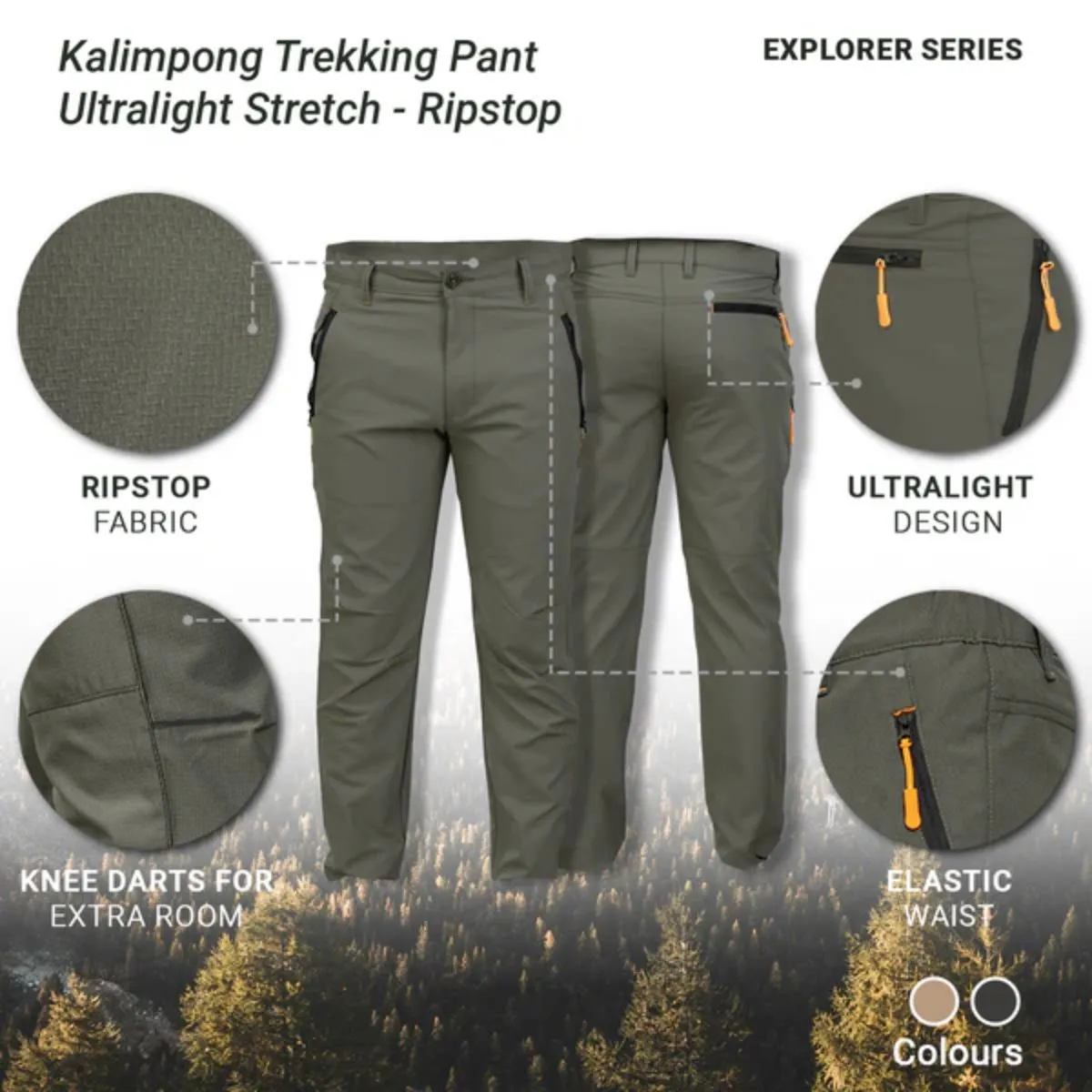 Kalimpong Ultralight Stretchable Trekking Pants - Ripstop - Grey