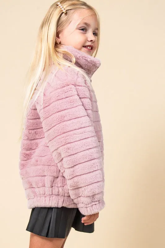 Kids Ultra Soft Faux Fur Striped Jacket