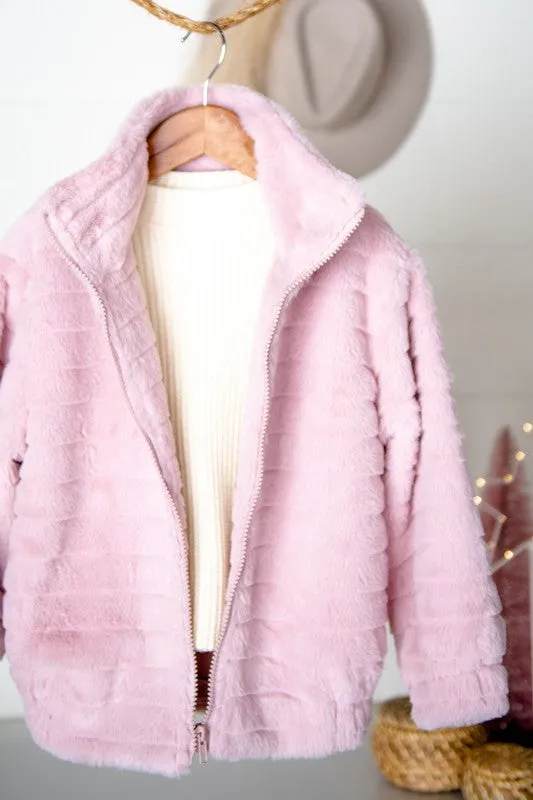 Kids Ultra Soft Faux Fur Striped Jacket