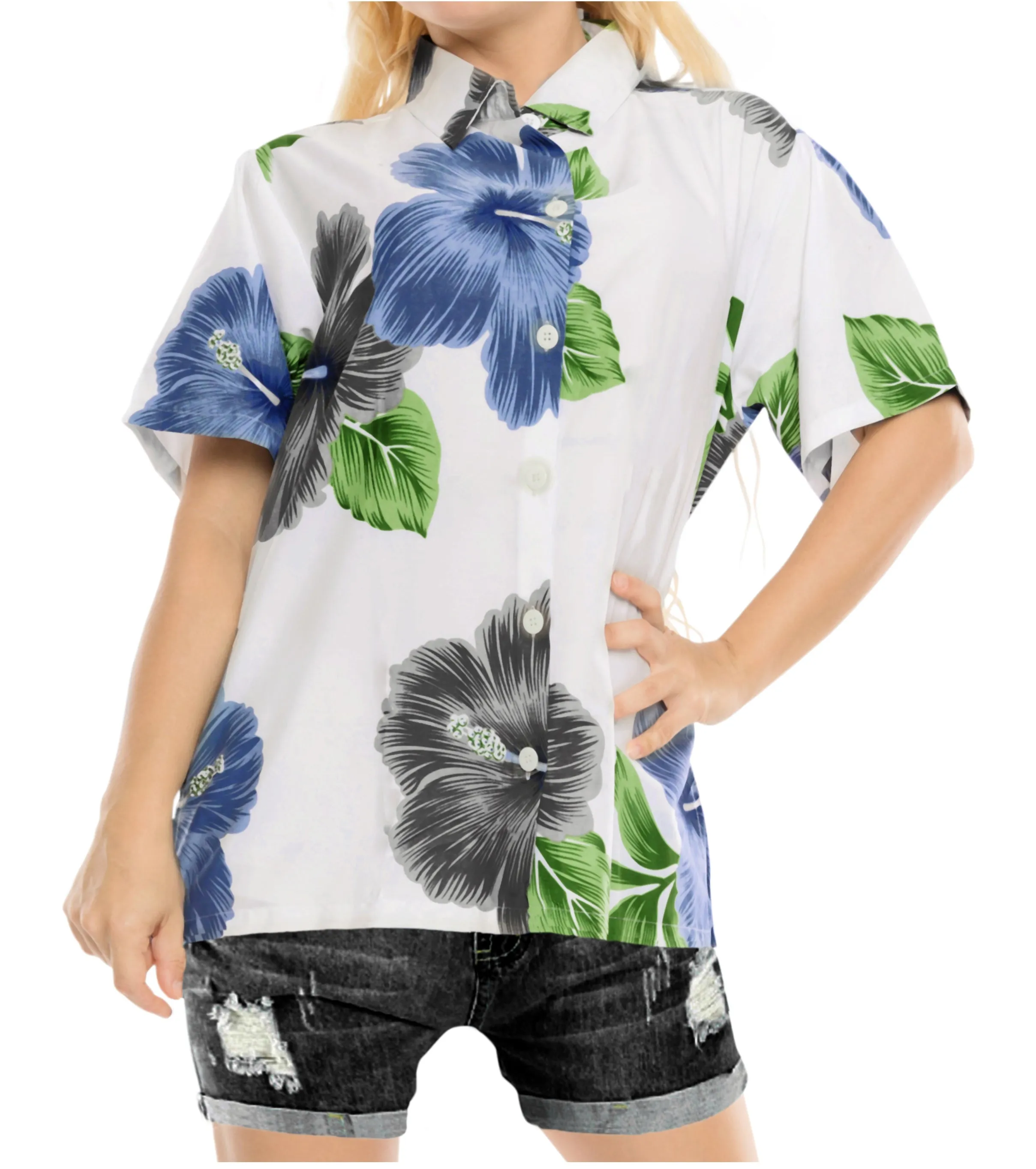 LA LEELA Women's Summer TOP Beach Short Sleeve Camp Casual Blouse BEACHVIEW