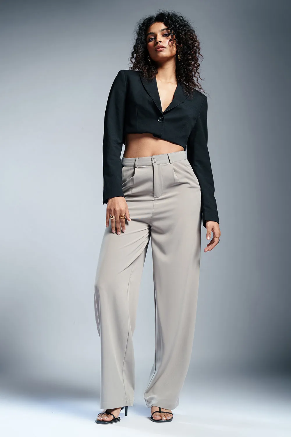 Luminous Grey Straight Fit Korean Pants