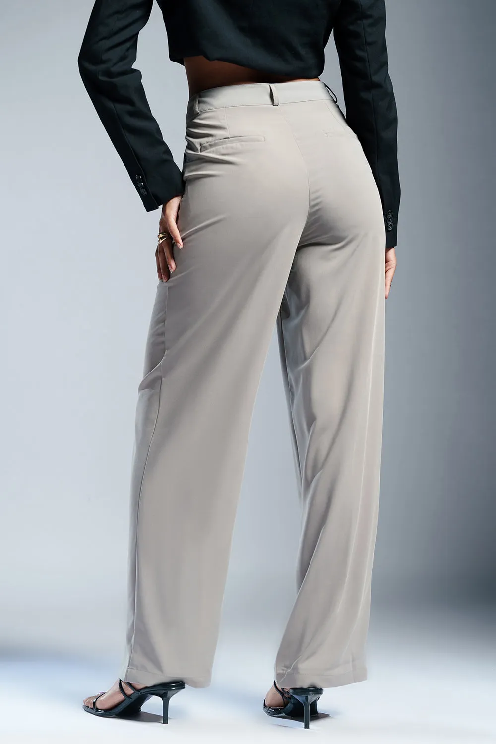 Luminous Grey Straight Fit Korean Pants