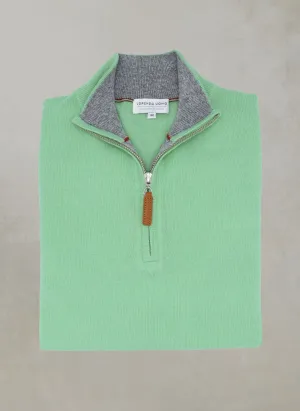 Men's Madison Quarter Zip Cashmere Sweater in Mint