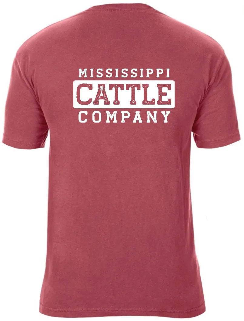 Mississippi Cattle Company MSCATTLESS-1 Crimson Short Sleeve Comfort Color T-Shirt