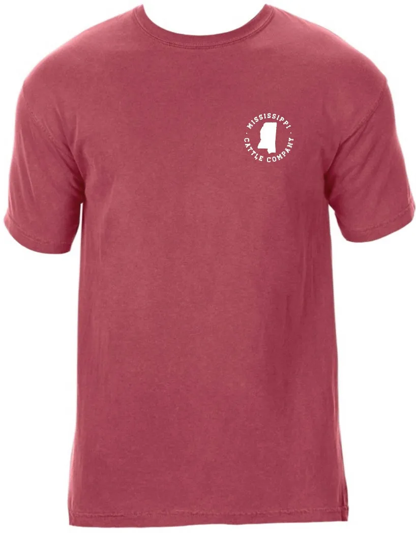 Mississippi Cattle Company MSCATTLESS-1 Crimson Short Sleeve Comfort Color T-Shirt