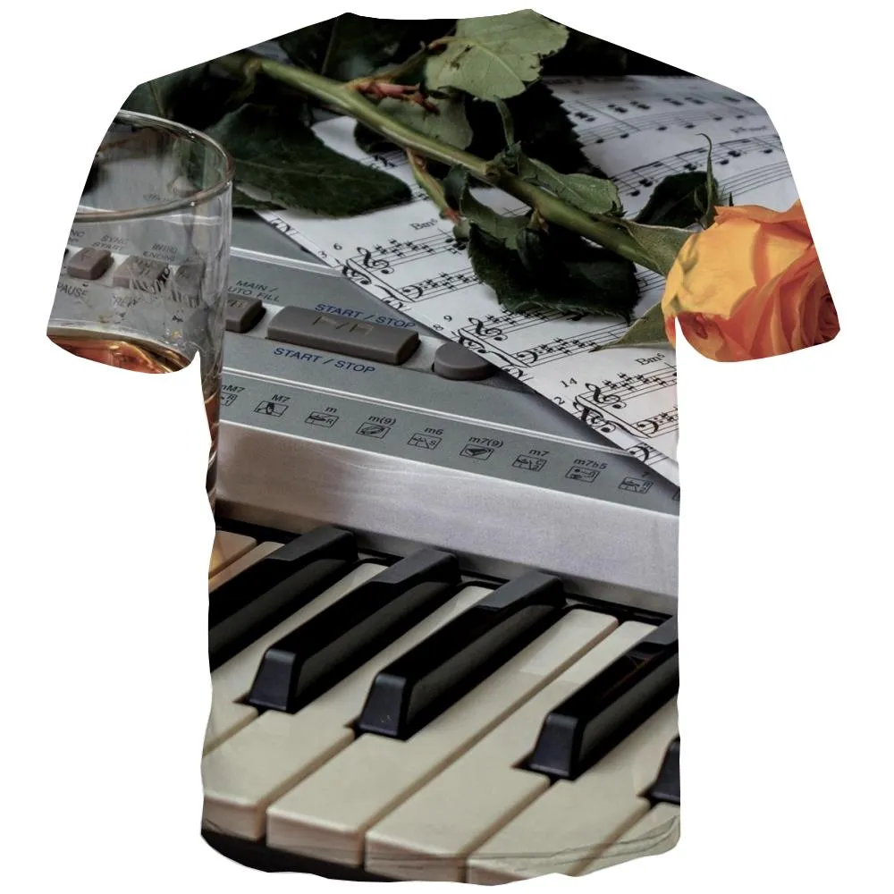 Music T shirts Men Instrument Tshirt Printed Retro Tshirt Anime Electronic T shirts Funny