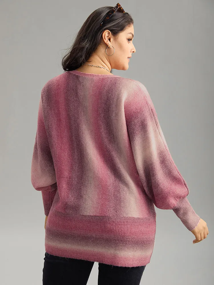 Ombre Surplice Neck Elastic Hem Pullover