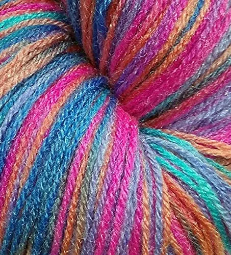 Oswal Knitting Yarn Wool Multi Blue Pink Light Orange Woolen Crochet Yarn Thread. Wool Yarn for Knitting. Woolen Thread. (200gm)