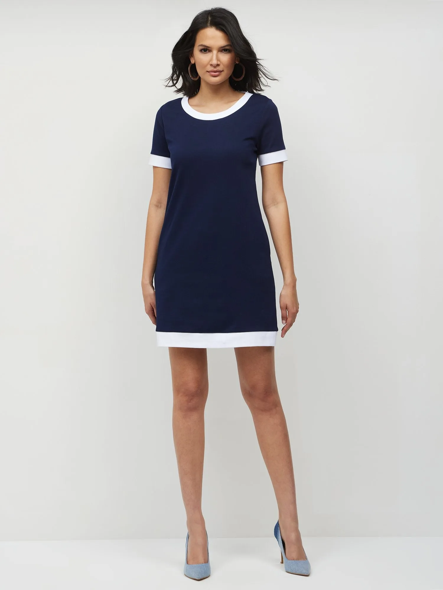 Petite Colorblock-Trim T-Shirt Shift Dress - City Knits