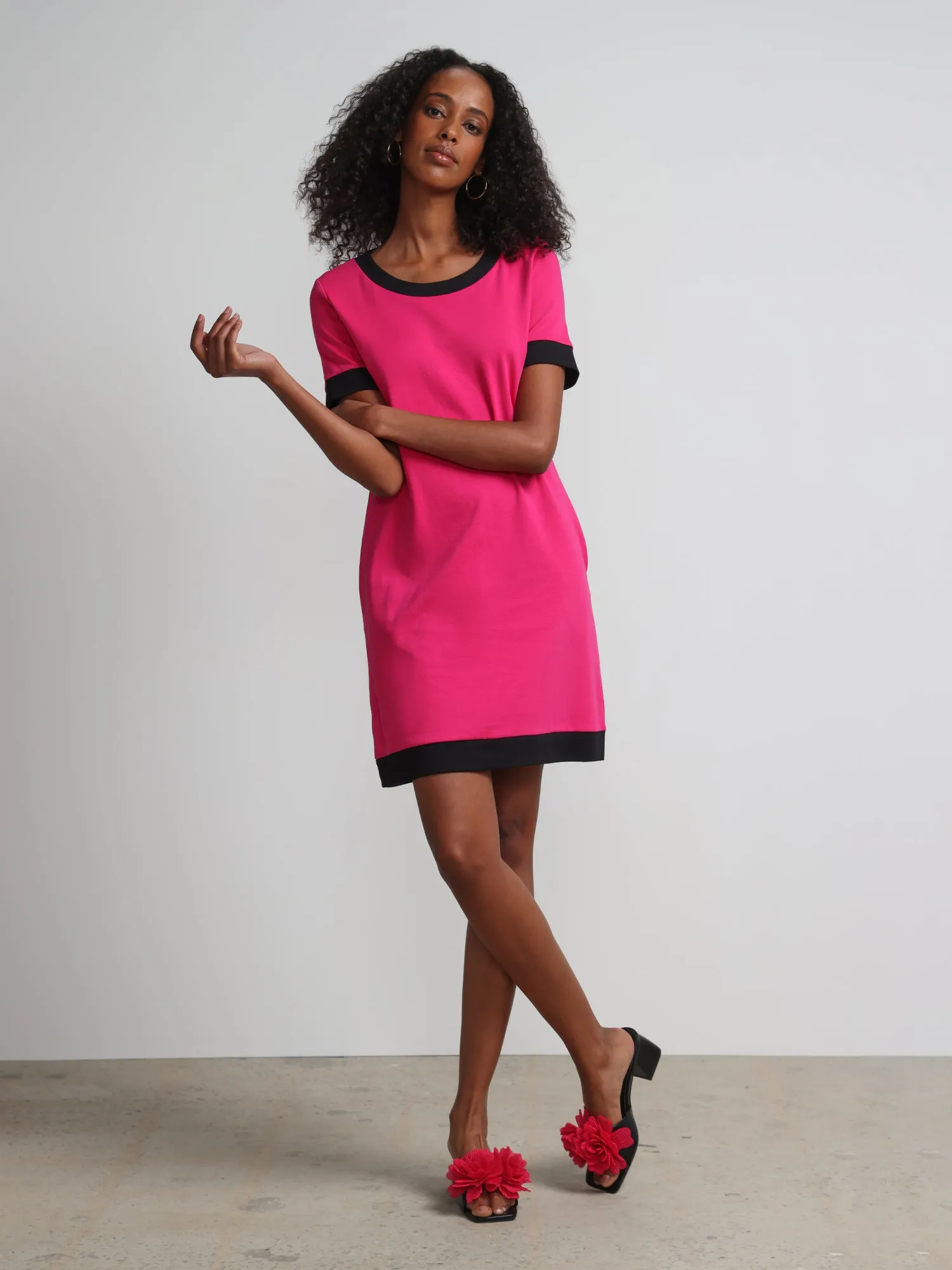 Petite Colorblock-Trim T-Shirt Shift Dress - City Knits