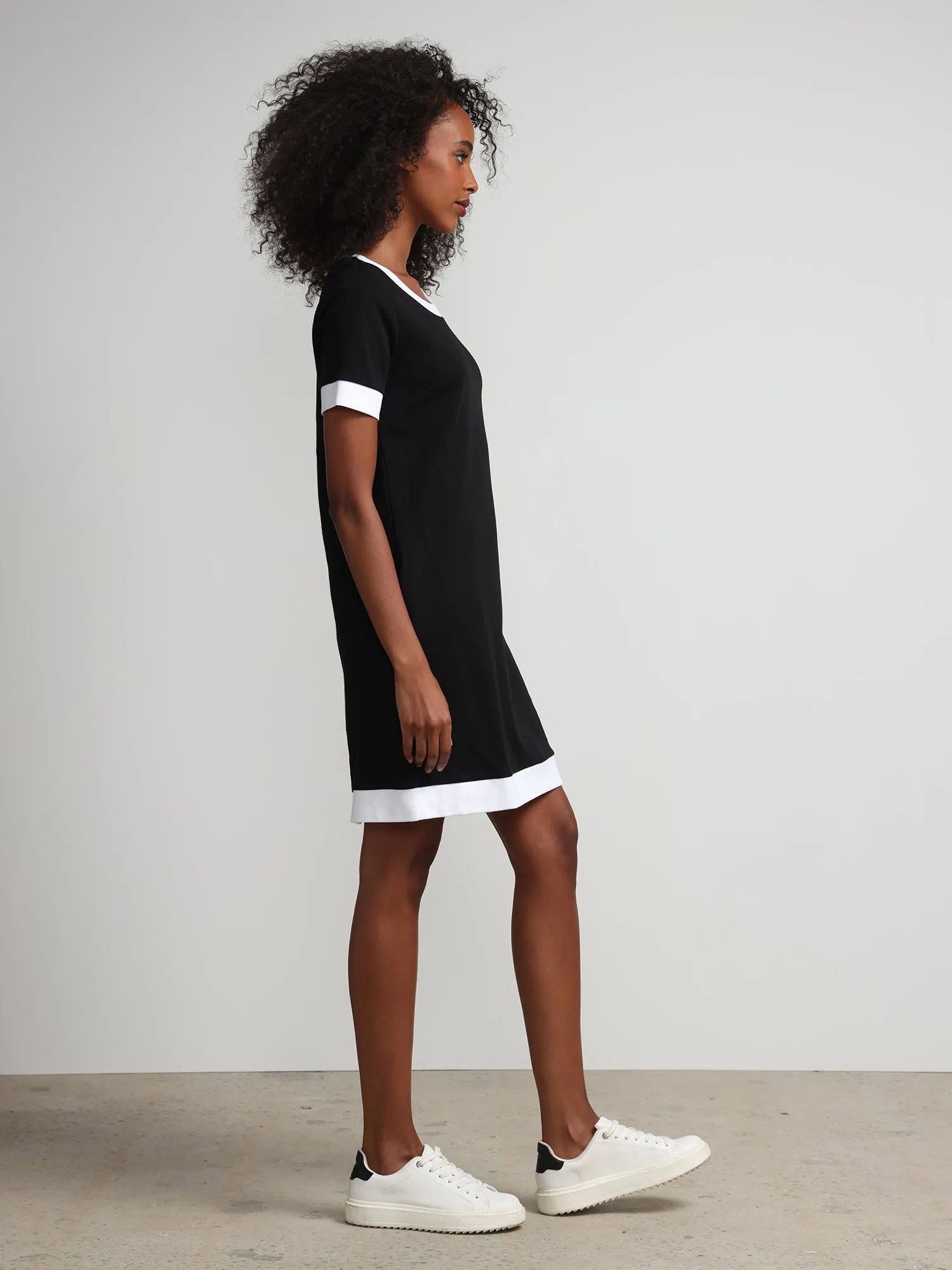 Petite Colorblock-Trim T-Shirt Shift Dress - City Knits