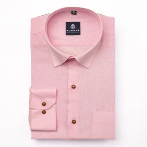 Pink Color Linen Formal Shirts For Men