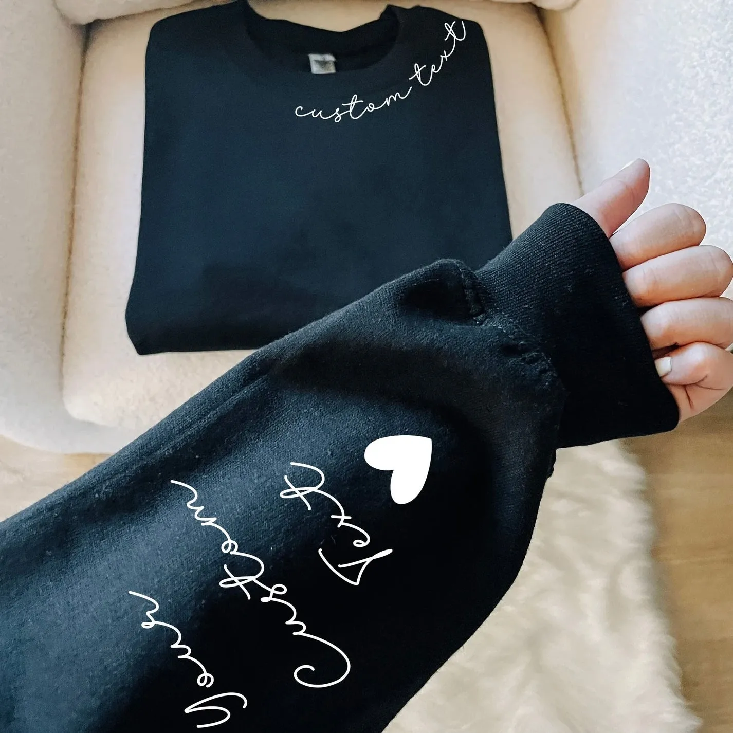 "Custom Neckline Sweatshirt" Couple Sweatshirts - Custom Embroidered Matching Hoodies For Couples