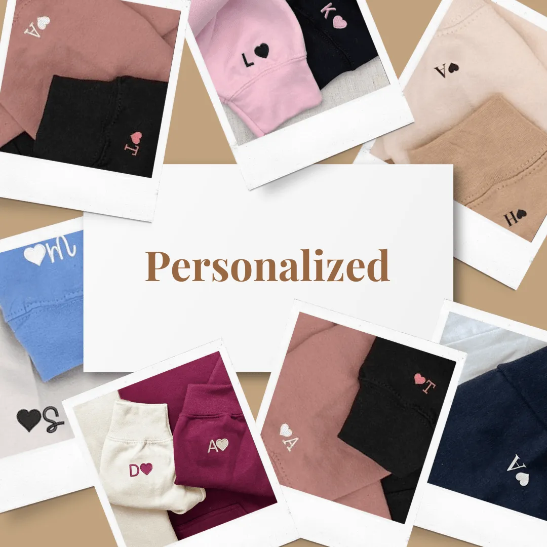 "Custom Neckline Sweatshirt" Couple Sweatshirts - Custom Embroidered Matching Hoodies For Couples