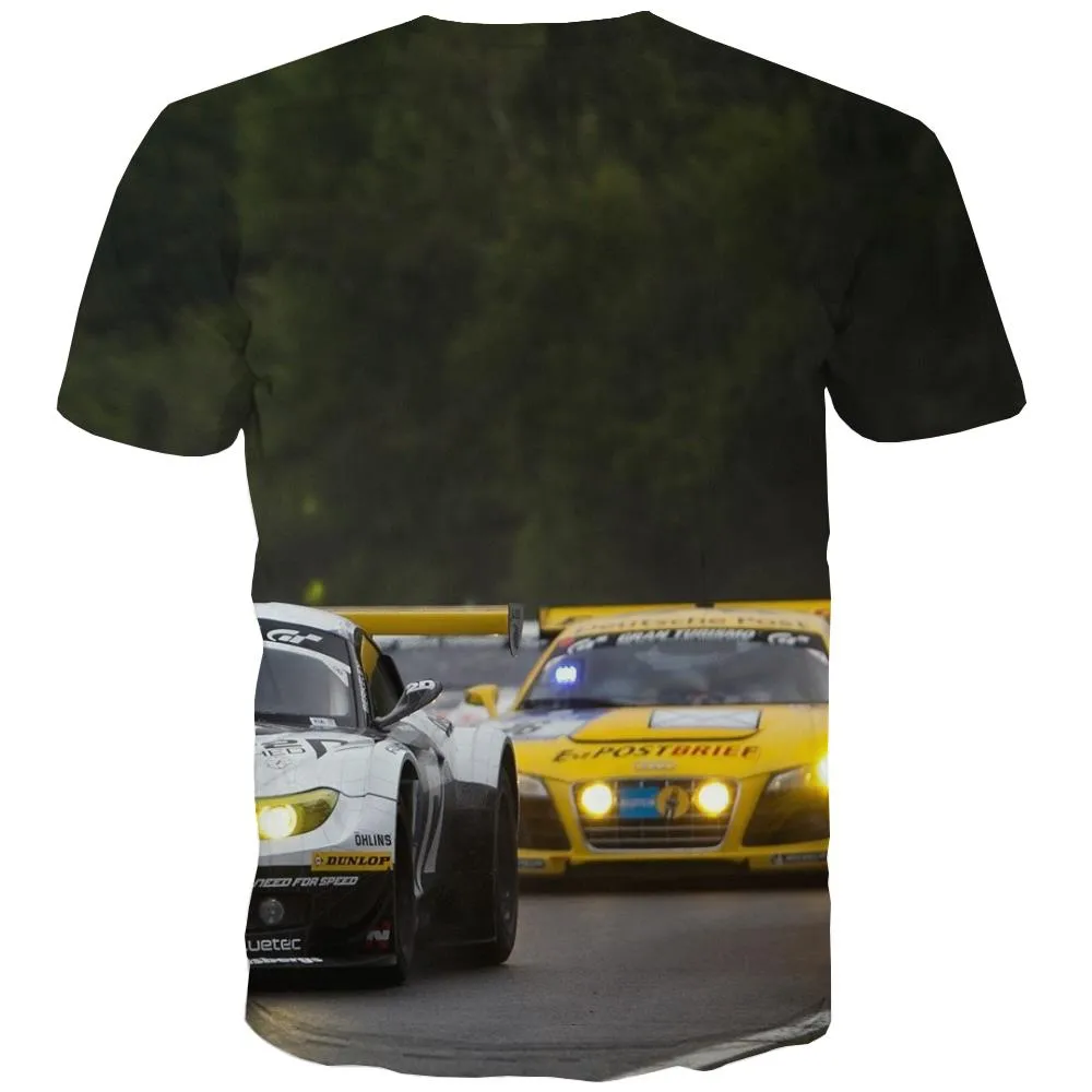 Racing Car T shirts Men Metal Tshirt Anime City T-shirts 3d Gray Shirt Print Retro T shirts Funny