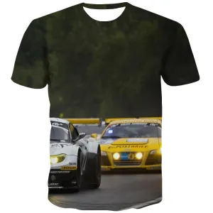 Racing Car T shirts Men Metal Tshirt Anime City T-shirts 3d Gray Shirt Print Retro T shirts Funny