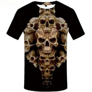 Skull T shirts Men Gray T shirts Funny Skeleton Tshirts Cool Vintage T-shirts 3d Short Sleeve T shirts Men Tee Slim O-Neck