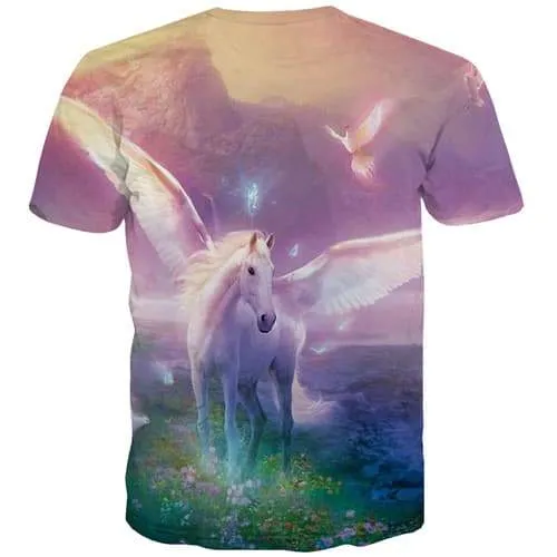 Unicorn T shirts Men Bird Tshirt Printed Animal T shirts Funny Mountain T-shirts Graphic Harajuku Shirt Print Short Sleeve