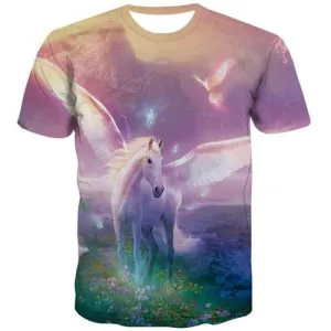 Unicorn T shirts Men Bird Tshirt Printed Animal T shirts Funny Mountain T-shirts Graphic Harajuku Shirt Print Short Sleeve