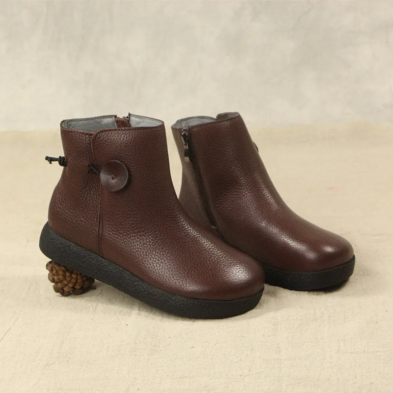 Winter Retro Leather Comfortable Velvet Boots