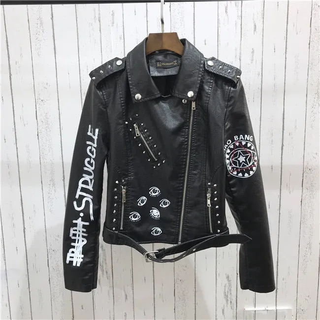 Women Winter Faux Soft Leather Jackets Coats Black PU