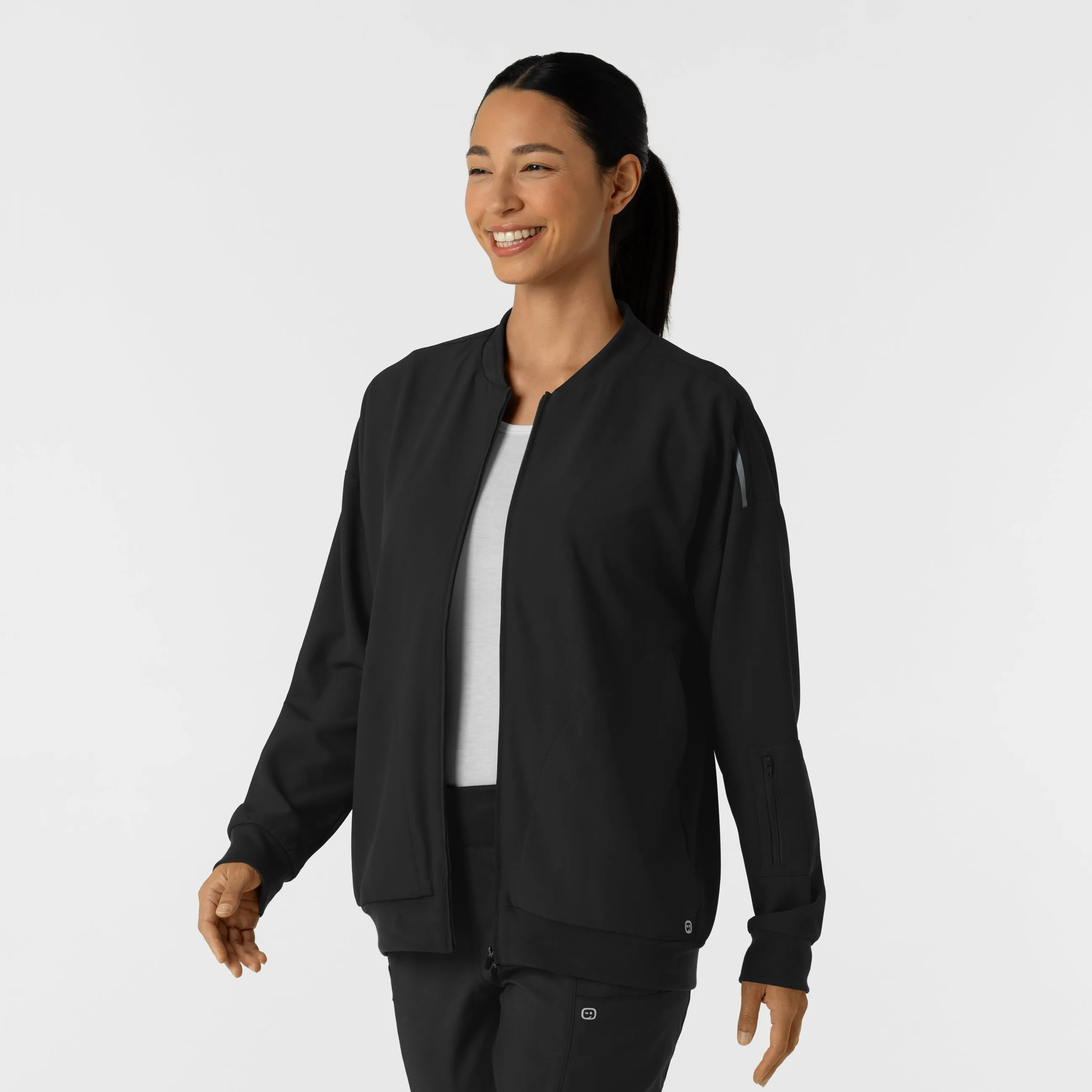 Women's Bomber Scrub Jacket - Black